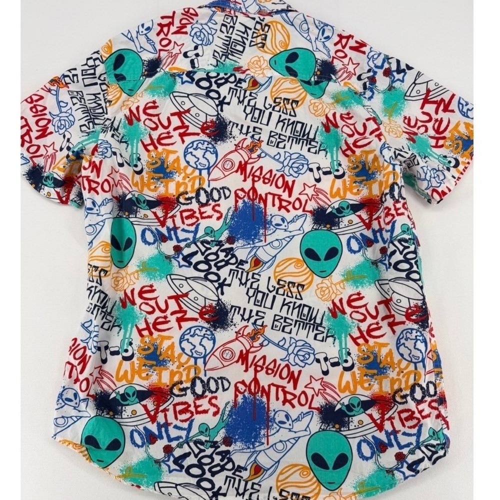 Eighty Eight Graphic Button Up Shirt Alien Space Print L - Picture 14 of 14